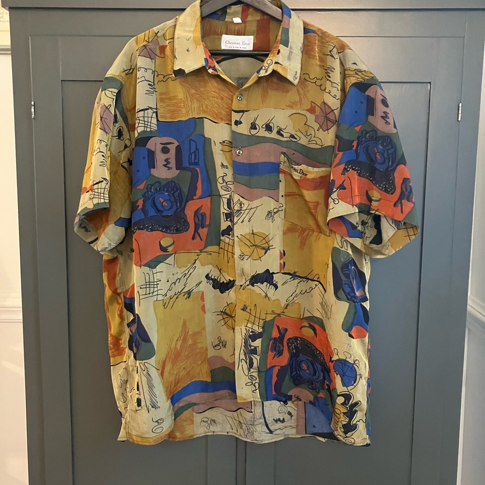 Vintage Christian Dior Silk Short Sleeve Men’s XXL 45/46